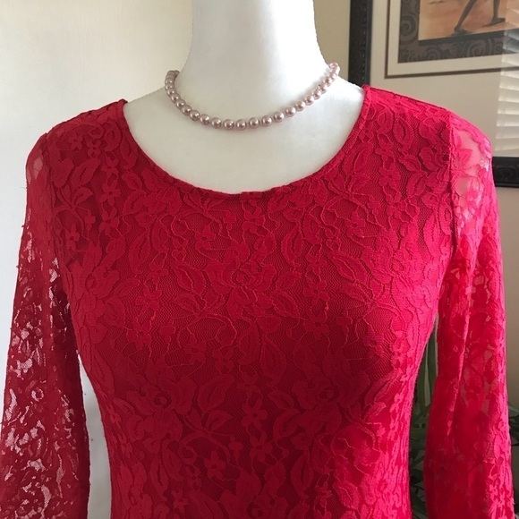 Mac + jac Stretch Red Lace Dress - Picture 3 of 6